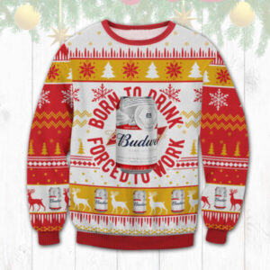 Budweiser Born To Drink Best Holiday Christmas Ugly Sweater Gifts For Family