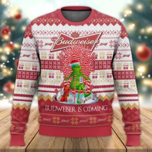 Budweiser Is Coming Best Holiday Christmas Ugly Sweater Gifts For Family