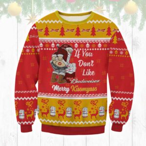 Budweiser Merry Kissmyass Best Holiday Christmas Ugly Sweater Gifts For Family