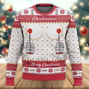 Budweiser Titties Funny Best Holiday Christmas Ugly Sweater Gifts For Family