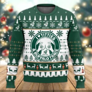 Buffalo Trace Titties Funny Best Holiday Christmas Ugly Sweater Gifts For Family