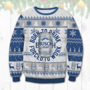 Busch Light Born To Drink Best Holiday Christmas Ugly Sweater Gifts For Family