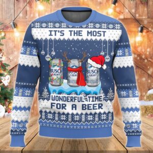 Busch Light Its The Most Wonderful Time For A Beer Best Holiday Christmas Ugly Sweater Gifts For Family