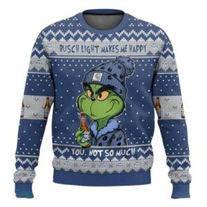 Busch Light Makes Me Happy Best Holiday Christmas Ugly Sweater Gifts For Family