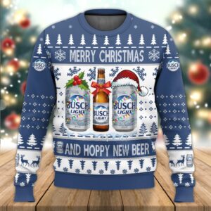 Busch Light Merry Christmas And Hoppy New Beer Best Gifts For Family For Holiday Christmas Ugly Sweater