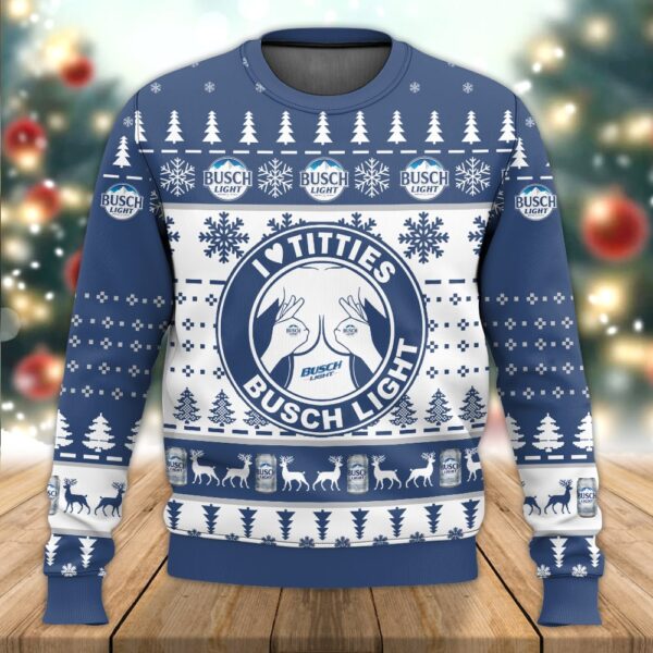 Busch Light Titties Funny Best Holiday Christmas Ugly Sweater Gifts For Family