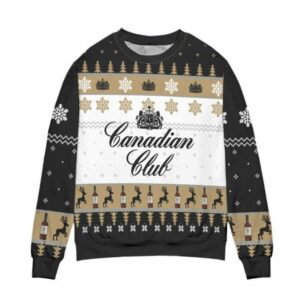 Canadian Club Whisky Snowflake Pattern Best Holiday Christmas Ugly Sweater Gifts For Family