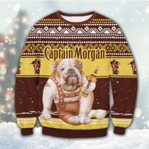 Captain Morgan Bulldog Best Holiday Christmas Ugly Sweater Gifts For Family