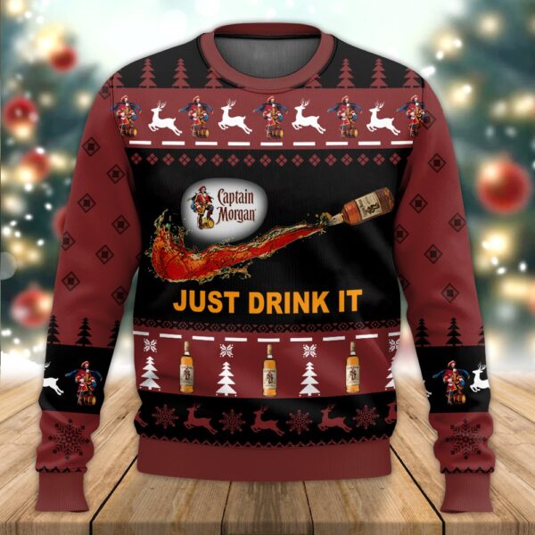 Captain Morgan Just Drink It Best Holiday Christmas Ugly Sweater Gifts For Family