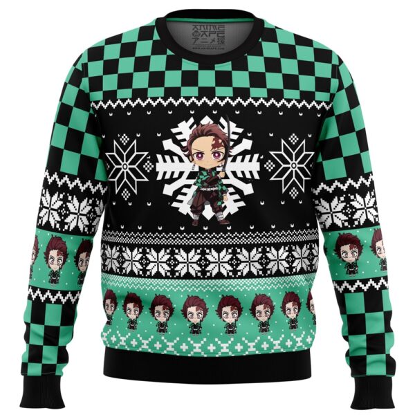 Chibi Christmas Tanjiro Kamado Demon Slayer Gifts For Family Holiday Christmas Ugly Sweater