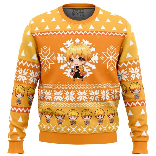 Chibi Christmas Zenitsu Agatsuma Demon Slayer Gifts For Family Holiday Christmas Ugly Sweater