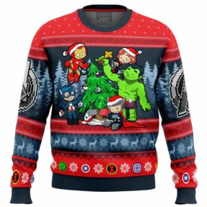 Christmas Avengers Chibi Marvel Comics Gifts For Family Holiday Christmas Ugly Sweater