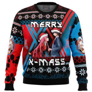 Christmas Hiro and Zero Two Darling In The FranXX Gifts For Family Holiday Christmas Ugly Sweater