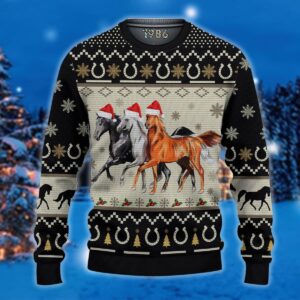 Christmas Horses All Over Printed Sweater