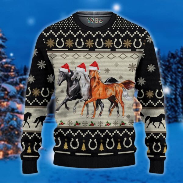 Christmas Horses All Over Printed Sweater