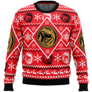 Christmas Red Ranger Power Rangers Gifts For Family Holiday Christmas Ugly Sweater