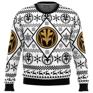 Christmas White Ranger Power Rangers Gifts For Family Holiday Christmas Ugly Sweater