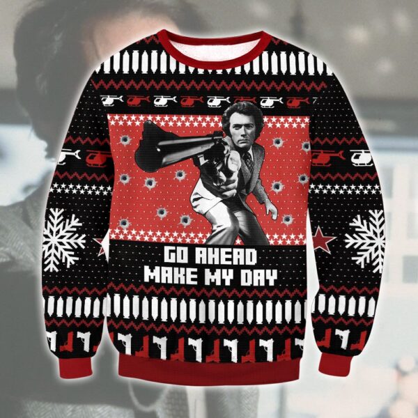 Clint Eastwood Dirty Harry Go Ahead Make My Day Best Holiday Christmas Ugly Sweater Gifts For Family