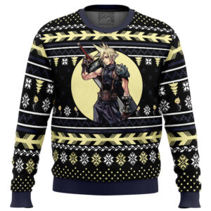 Cloud Final Fantasy Gifts For Family Holiday Christmas Ugly Sweater