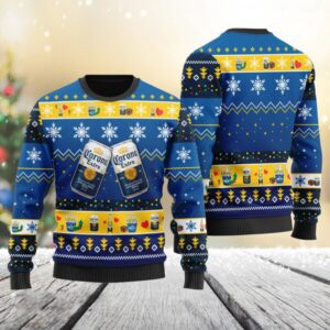 Corona Extra Snowflake Pattern Gifts For Family Holiday Christmas Ugly Sweater