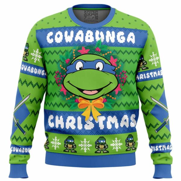 Cowabunga Leonardo Christmas Teenage Mutant Ninja Turtles Gifts For Family Holiday Christmas Ugly Sweater