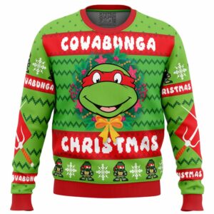 Cowabunga Raphael Christmas Teenage Mutant Ninja Turtles Gifts For Family Holiday Christmas Ugly Sweater