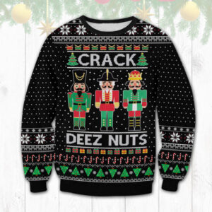 Crack Deez Nuts Nutcracker Soldier Gifts For Family Holiday Christmas Ugly Sweater