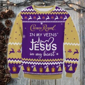 Crown Royal In My Vein Best Holiday Christmas Ugly Sweater Gifts For Family