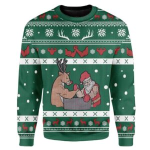 Custom Ugly Christmas Reindeer And Santa Sweater