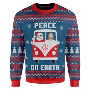 Custom Ugly Peace On Earth Best Gifts For Family For Holiday Christmas Ugly Sweater