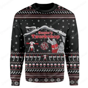 Custom Ugly Santa’s Twerkshop Best Gifts For Family For Holiday Christmas Ugly Sweater