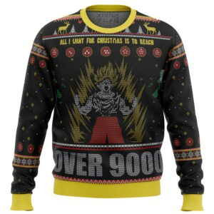 DBZ Goku Over 9000 Gifts For Family Holiday Christmas Ugly Sweater