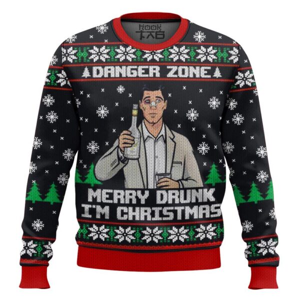 Danger Zone Merry Drunk Im Christmas Archer Best Holiday Christmas Ugly Sweater Gifts For Family