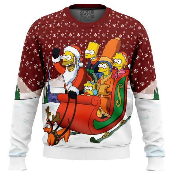 Dashing Through the Snow The Simpsons Gifts For Family Holiday Christmas Ugly Sweater