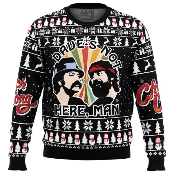 Daves Not Here Man Cheech and Chong Gifts For Family Holiday Christmas Ugly Sweater