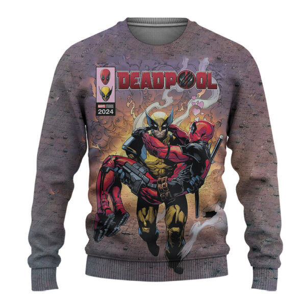 Deadpool and Wolverine Marvels Gifts For Family Holiday Christmas Ugly Sweater