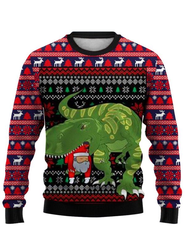 Dinosaur Santa Gifts For Family Holiday Christmas Ugly Sweater