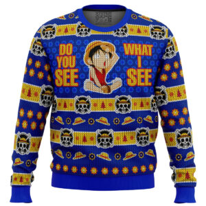 Do You See What I See Monkey D Luffy OP Pirates Gifts For Family Holiday Christmas Ugly Sweater