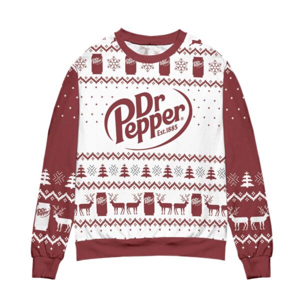 Dr Pepper Soda Logo Snowflakes Pattern Best Holiday Christmas Ugly Sweater Gifts For Family