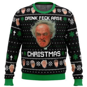 Drink Feck Arse Father Ted Gifts For Family Holiday Christmas Ugly Sweater