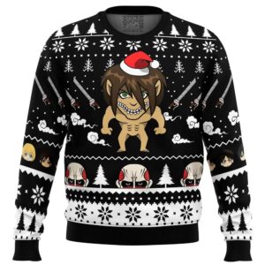 Eren Attack On Titan Gifts For Family Holiday Christmas Ugly Sweater