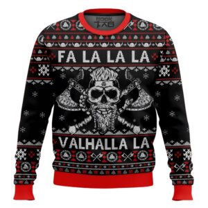 Fa La La Valhalla Viking Skull Best Holiday Christmas Ugly Sweater Gifts For Family