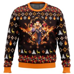 Fire Rengoku Demon Slayer Best Gifts For Family For Holiday Christmas Ugly Sweater