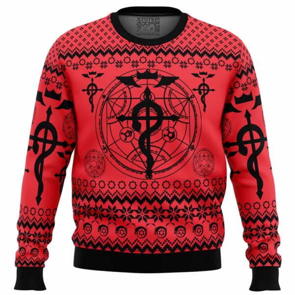 Flamel’s Cross x Transmutation Circle Fullmetal Alchemist Gifts For Family Holiday Christmas Ugly Sweater