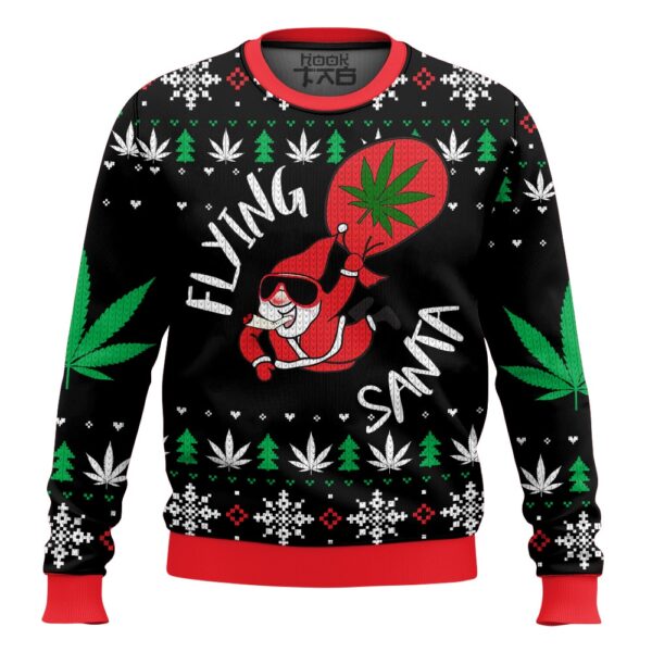 Flying Santa 420 Christmas Best Holiday Christmas Ugly Sweater Gifts For Family