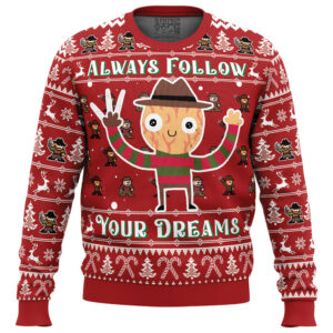 Follow Your Dreams Nightmare on Elm Street Gifts For Family Holiday Christmas Ugly Sweater