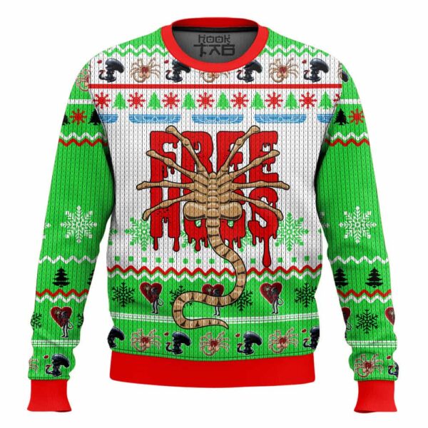 Free Hugs Bestie Facehugger Alien Best Holiday Christmas Ugly Sweater Gifts For Family