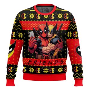 Friend Deadpool And Wolverine Best Holiday Christmas Ugly Sweater Gifts For Family