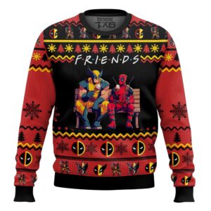 Friends Deadpool Wolverine Best Holiday Christmas Ugly Sweater Gifts For Family