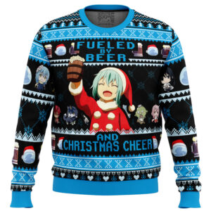 Fueled By Beer That Time I Got Reincarnated as a Slime Gifts For Family Holiday Christmas Ugly Sweater